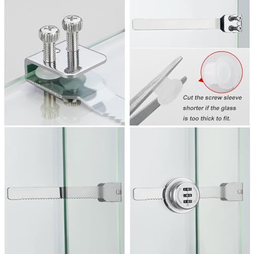 Keyless Combination Ratchet Lock for Sliding Glass Door Showcase Display Case Cabinet 3-Digital Password (Silver) - color: Silver