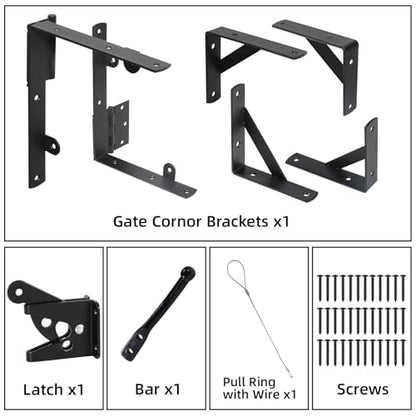 Gate Corner Brace Brackets Heavy Duty Anti Sag Gate Kit with Gate Latch for Wooden Fence Gate Hardware Kit - size: Single Door Set