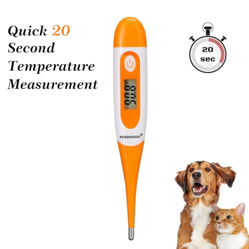Digital Pet Thermometer for Accurate Fever Detection, Suitable for Cats/Dogs/Horse/Veterinarian, Waterproof Pet Thermometer, Fast and Accurate Measurements in 20 Seconds (Orange) - color: Orange