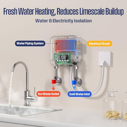 Westinghouse 8kW Tankless Water Heater Electric, Low Watt 240V, Smart WiFi | Instant Hot Water Heater, Under Sink Water Heater Electric, Compatible with Alexa & Google Home, Apolo Mini, Deep Blue - color: Deep Blue 8