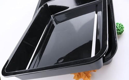 OMEM Reptile Food Bowl Large Water Dish, Wood Plate, Bowl Turtles (M=31.5 * 23.8 * 4.7, Black) - color: black, size: M=31.5*23.8*4.7