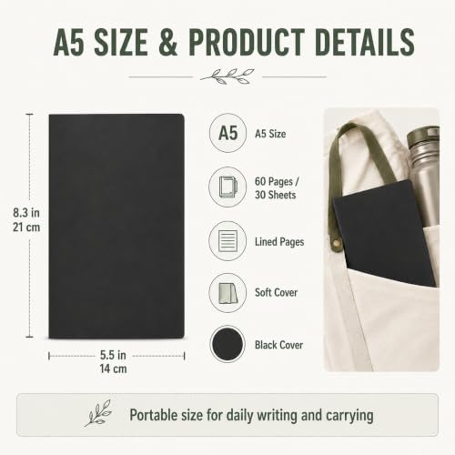 100 Pcs Journals Notebooks Bulk - Kraft Softcover A5 Small Notebooks 5.5 Inch x 8.3 Inch Notepads with 60 Page 30 Sheet for Writing Sketch Travel Office Supplies(Black,Lined) - color: Black, style: Lined