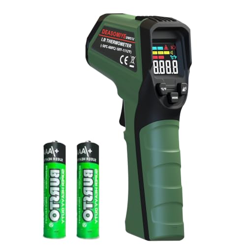 Infrared Thermometer Gun for Cooking Griddle,Grill,Oven,Fridge,A/C, Non Contact IR Thermometer Laser Temperature Gun with -58℉ to 1112℉,Color LCD,Cal Calibration, Adjustable Emissivity,Min Max Measure - color: Green