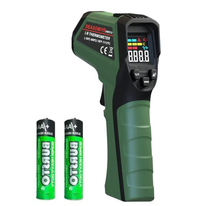Infrared Thermometer Gun for Cooking Griddle,Grill,Oven,Fridge,A/C, Non Contact IR Thermometer Laser Temperature Gun with -58℉ to 1112℉,Color LCD,Cal Calibration, Adjustable Emissivity,Min Max Measure - color: Green