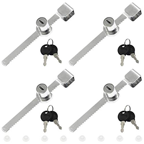 BTMB 4Pcs Drawer Display Case Showcase Sliding Glass Door Ratchet Lock with 8 Keys (Keyed Alike)