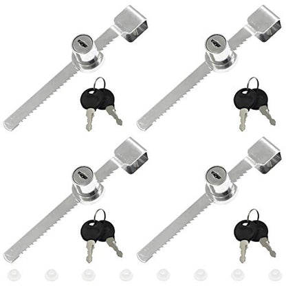 BTMB 4Pcs Drawer Display Case Showcase Sliding Glass Door Ratchet Lock with 8 Keys (Keyed Alike)