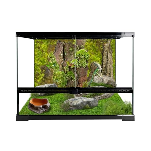 Reptile Glass Tank 18"*14"*14" Terrarium Habitat with Double Front Opening Door and Top Screen Ventilation for Bearded Dragon,Lizard,Leopard Gecko,Snake,Hermit Crab,Turtle - size: 18x14x14inch
