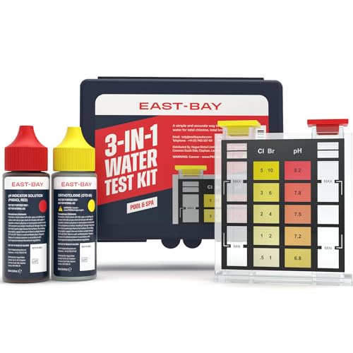 East Bay 3-in-1 Pool Test Kit | At-Home Pool & Spa Water Testing for Total Chlorine, Total Bromine & pH | Fast & Accurate Chemical Test for Swimming Pools