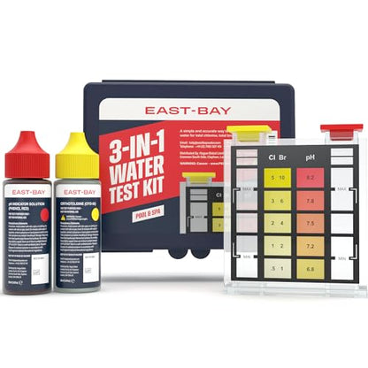 East Bay 3-in-1 Pool Test Kit | At-Home Pool & Spa Water Testing for Total Chlorine, Total Bromine & pH | Fast & Accurate Chemical Test for Swimming Pools
