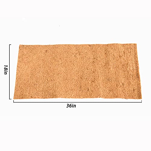 Reptile Carpet Natural Coconut Fiber, 36" x 18" Tortoise Carpet Mat for Pet Terrarium Liner, Reptile Bedding Supplies for Lizard, Snake, Chameleon, Turtle, Bearded Dragon (2 Pack) - size: 36"x18" 2pack