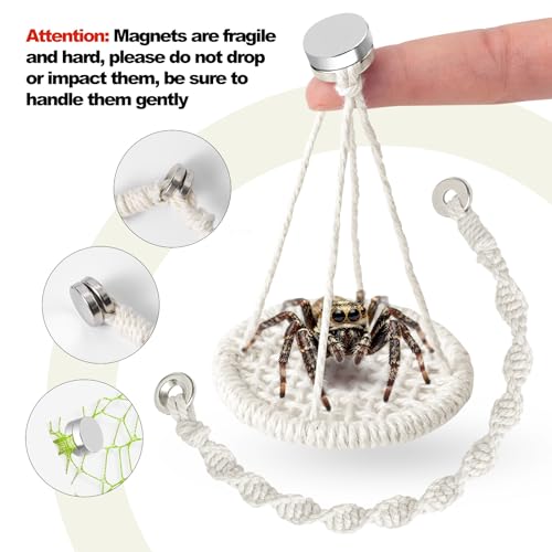 5 PCS Jumping Spider Rope Bridge Swings Set，Jumping Spider Webbed Moss Ribbon Tarantula Enclosure Accessories Natural Cotton Rope Handmade Pet Tiny Animals Enclosure Decorations - size: Style A