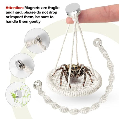 5 PCS Jumping Spider Rope Bridge Swings Set，Jumping Spider Webbed Moss Ribbon Tarantula Enclosure Accessories Natural Cotton Rope Handmade Pet Tiny Animals Enclosure Decorations - size: Style A