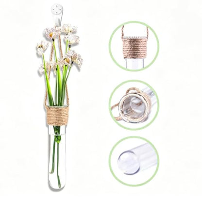 Plant Propagation Station 4 Pieces Clear Glass Planter | Plant Test Tube Wall Terrarium for Home Office Bedroom Living Room