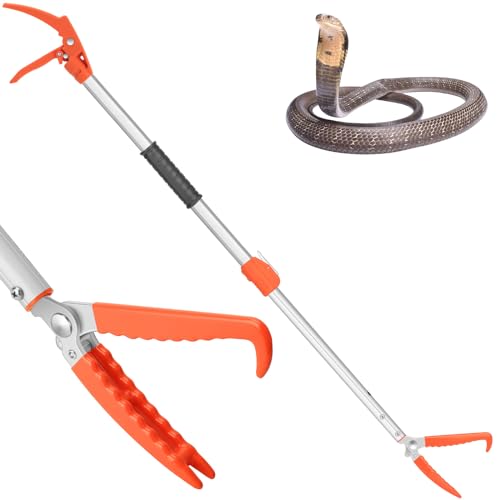 Snake Grabber Tool, 60” Professional Aluminum Alloy Telescopic Rattle Snake Tongs, Reptile Grabber Snake Catcher Wide Jaw Handling Tool with Lock - size: 65 inch