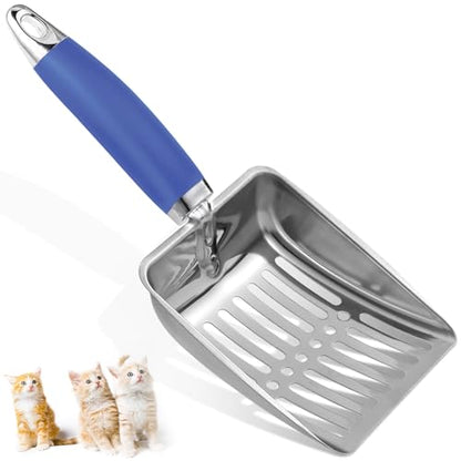 Cat Litter Scoop -Stainless Steel Metal Cat Litter Scoop-Sturdy Mesh Scooper - Mesh Shovel-Easy to Clean - Suitable for Cat Litter Box -Navy Blue - color: Navy Blue, size: M