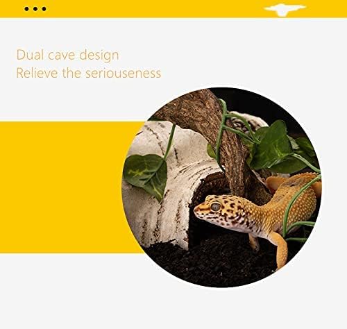 Artificial Birch Log Hide Reptile Shelter Leopard Gecko Young Bearded Dragon Snake Sleeping Cave Wood Shape Hideout Terrarium Bush Landscaping Ornament (S) - size: S
