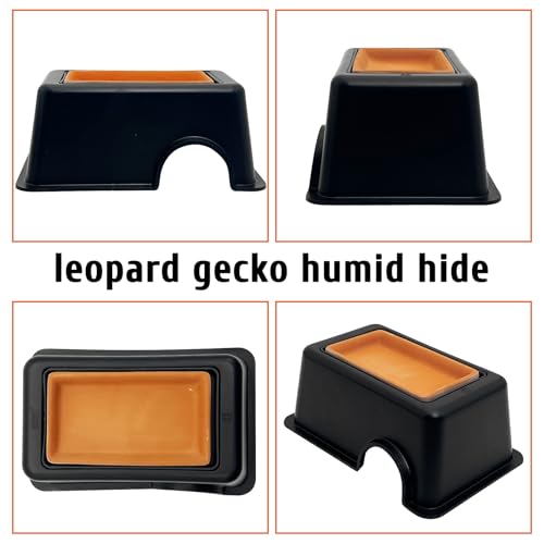 Hamiledyi 4 Pcs Humid Hide for Leopard Gecko Moist Reptile Hide Box Small Snake Humidity Hut with Sink Crested Gecko Tank Accessories for Young Lizard Shedding - color: Humidifying box-2Pack