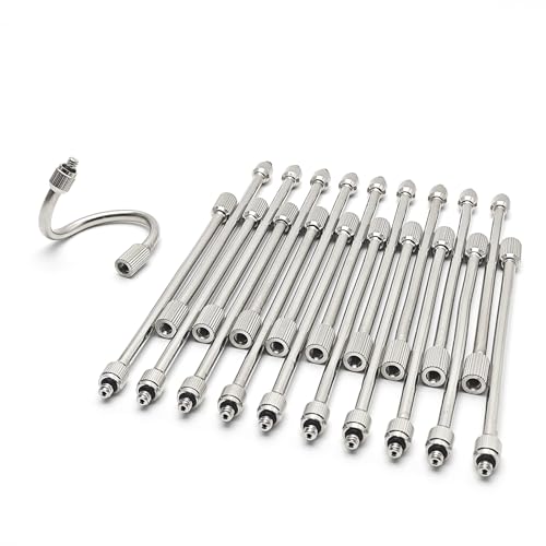 20Pack 5.6Inch Flexible Nozzle Extensions Brass Mist Rod for Misting System | Bendable Copper Extended Pole 10/24 UNC for Garden, Humidification, Spraying, Outdoor Cooling, Dust Control, Landscaping