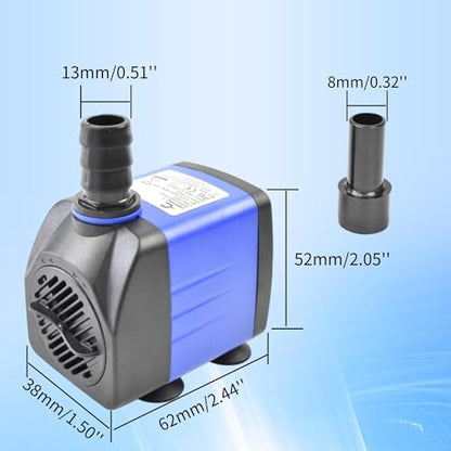 CONQUERALL Small Submersible Water Pump 118GPH 8W Smart for Garden Fountain Irrigation Circulation - color: 118gph-8w, size: 1PC