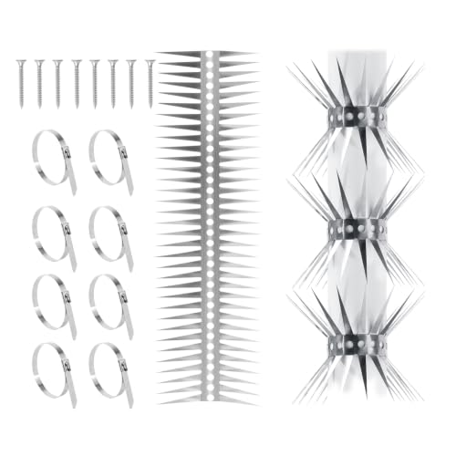 Bird Spikes - 120 Inch Stainless Steel Fence Spikes for Pigeons, Raccoons, Snakes - Deterrent Defender | 120 inch stainless steel bird spikes - size: 120 inch