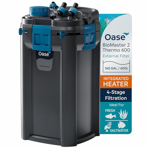 OASE BioMaster 2 Thermo 600 Canister Filter for Aquariums – External Aquarium Filter with Built-in Heater – EasyClean Pre-Filter, Quiet Operation – Freshwater & Saltwater, Up to 160 Gallons - size: BioMaster 2 Thermo 600