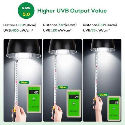 High Intensity UVB Reptile Light Bulb 5.5W 5.0 Full Spectrum UVA UVB for Reptiles simulating Sunlight Promote Synthesis of Vitamin D3 in Reptile Pets for Turtle,Lizard,Bearded Dragon - size: 5.5W5.0