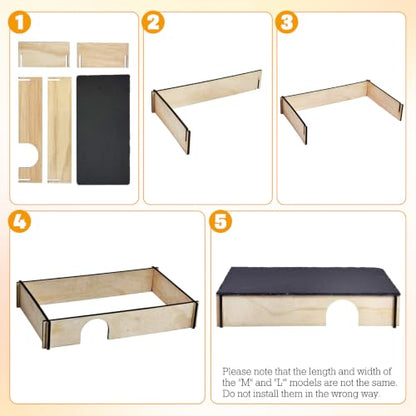 PINVNBY Large Bearded Dragon Basking Platform, Wooden Snake Hide, Ball Pythons Hide with Slate Rock, Leopard Gecko Tank Accessories for Crested Gecko Chameleon Turtles (XL: 15.7x9.84x2.76 inches) - size: XL: 15.7x9.84x2.76 inches