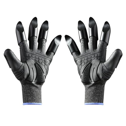 Garden Gloves with Claws Wild Field Work Gardening Yard Gloves Safe Glove for Planting, Digging, Collecting, Black