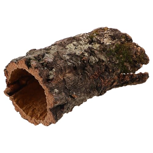 Veemoon Tree Trunk Reptile Hide Cave Hollow Log for Fish Tank Gecko Hide Climbing Platform Reptile Habitat Hideout Natural Terrarium Decor for Lizard Snake Amphibian 5.90 X 3.93 X 3.54 in
