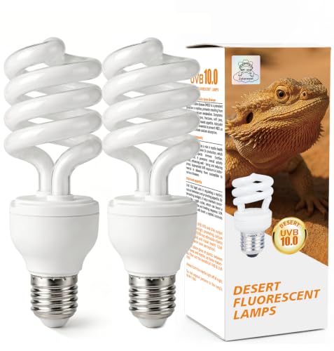 Reptile UVB Bulbs, 26W 10.0 UVA UVB Light Lamp for Terrarium, 2 Pack | Fits Bearded Dragon, Lizard, Tortoises, Iguanas, Chameleons, Snakes