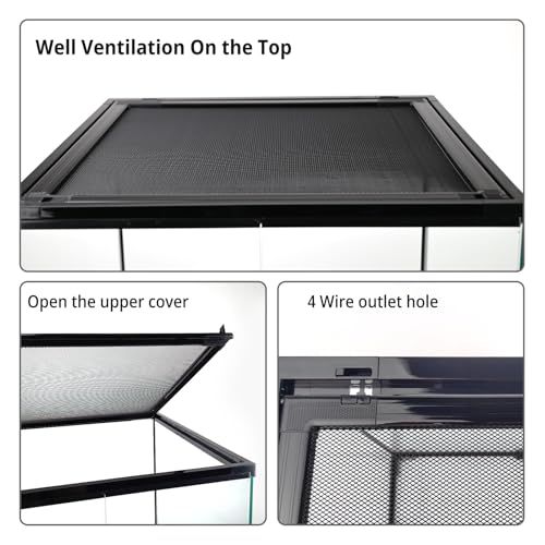 30 Gallon Tall Reptile Glass Tank Terrarium 18"x18"x24" Large Habitat Enclosure for Gecko,Lizard,Chameleon,Frog,Snake,No Install Needed and Come with Tank Background - size: 18x18x24 inch
