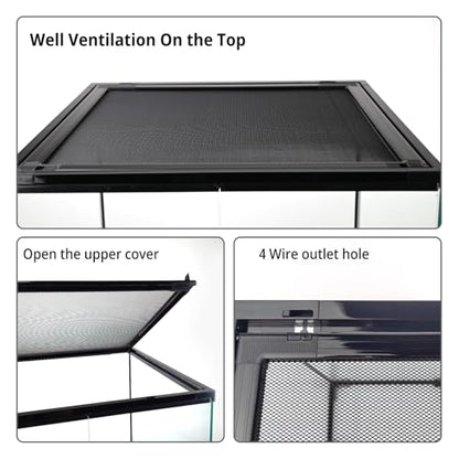 30 Gallon Tall Reptile Glass Tank Terrarium 18"x18"x24" Large Habitat Enclosure for Gecko,Lizard,Chameleon,Frog,Snake,No Install Needed and Come with Tank Background - size: 18x18x24 inch