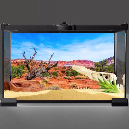 AWERT 48x24 inches Reptile Habitat Background Blue Sky Oasis Orange Desert Terrarium Background Polyester Background - size: 48x24in/120x60cm