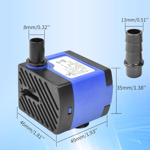 CONQUERALL 2PCS Circulation Pump 4W 74GPH Adjustable Flow Hydroponics Supplies for Tabletop Water Fountain - color: 74gph-4w, size: 2PCS