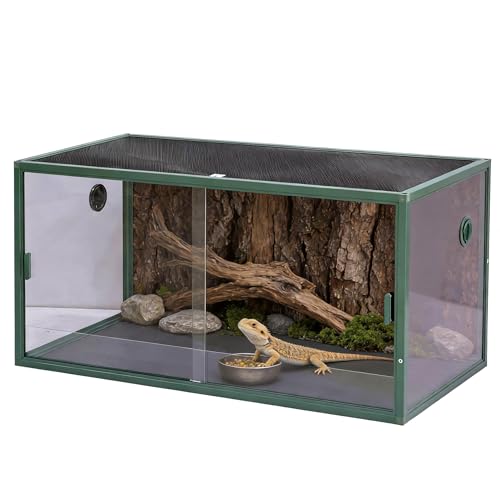 120 Gallon Bearded Dragon Tank, 4x2x2 Terrarium Reptile/Snake Enclosure | Reptile Terrarium Tank with Sliding Glass Door, Heavy Duty Metal Top Screen Ventilation, Easy to Assemble Green - color: Green