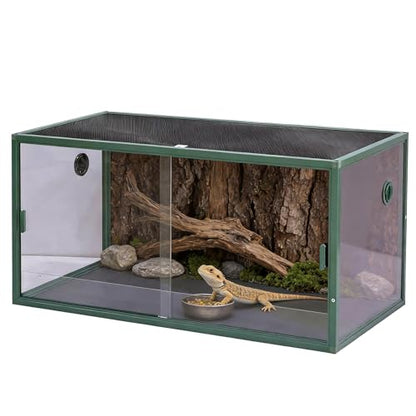 120 Gallon Bearded Dragon Tank, 4x2x2 Terrarium Reptile/Snake Enclosure | Reptile Terrarium Tank with Sliding Glass Door, Heavy Duty Metal Top Screen Ventilation, Easy to Assemble Green - color: Green