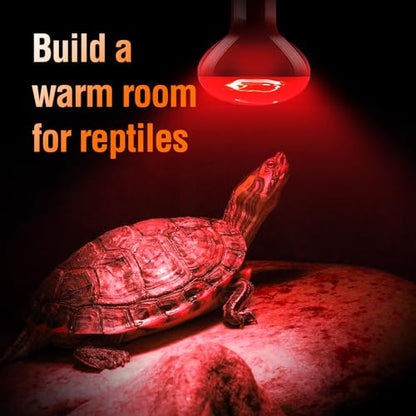 Leoterra 75W Red Infrared Night Heat Lamp Fits 20-40 Gallon Tank (2 Pack)- Thickened Glass 2000+ Hours Long Life for Bearded Dragon,Ball Pythons, Snake, Turtle, E26 110V - style: R8075 Red Night Light