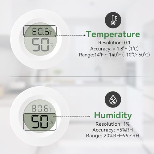 Atogou 3-Pack Mini Hygrometer & Thermometer, Indoor Digital Humidity Meter | ℉/℃, Outdoor Gauge Temperature for Home, Office, Reptile, Car, Greenhouse, Lab, Terrarium, Cellar.. A01 White - color: White 3-pack