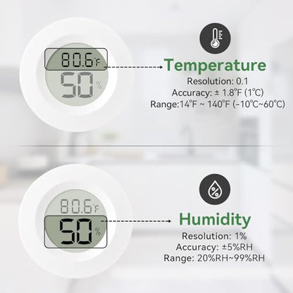 Atogou 3-Pack Mini Hygrometer & Thermometer, Indoor Digital Humidity Meter | ℉/℃, Outdoor Gauge Temperature for Home, Office, Reptile, Car, Greenhouse, Lab, Terrarium, Cellar.. A01 White - color: White 3-pack