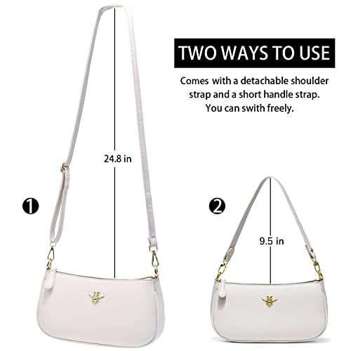 Small Tote Shoulder Bags Purses for Women Retro Classic Crossbody Bags Cute Clutch Purse and Handbag - color: 0-3-white