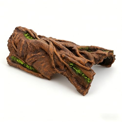 Resin Log Cave Hide, Reptile Shelter for Gecko Snake | Lizard Snake or Reptile Hide，Ball Python Hide& Amphibian Habitat Hideouts