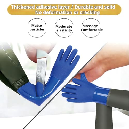 YOFANG Pet Grooming Washing Gloves,27.2" Extra Long Waterproof Rubber Bathing Gloves for Dogs & Cats,Anti-Bite & Anti-Scratch Hair Removal Cat Bath Gloves with 3000+ Massage Particles,Blue/Green ﻿ - color: Blue and Green
