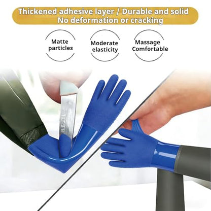 YOFANG Pet Grooming Washing Gloves,27.2" Extra Long Waterproof Rubber Bathing Gloves for Dogs & Cats,Anti-Bite & Anti-Scratch Hair Removal Cat Bath Gloves with 3000+ Massage Particles,Blue/Green ﻿ - color: Blue and Green