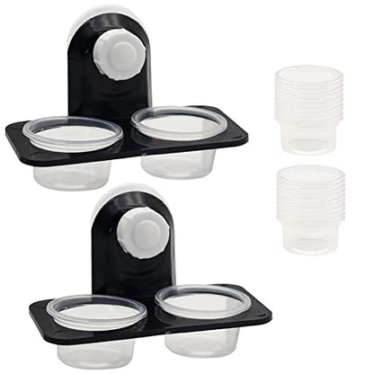Crested Gecko Feeding Ledge with 20 Pcs Bowls, Suction Cup Reptile Feeder | Detachable Plastic Reptile Feeding Dish for Gecko Lizard Spider, Food & Water Feeding for Glass Tank Terrarium (Double) - style: Double
