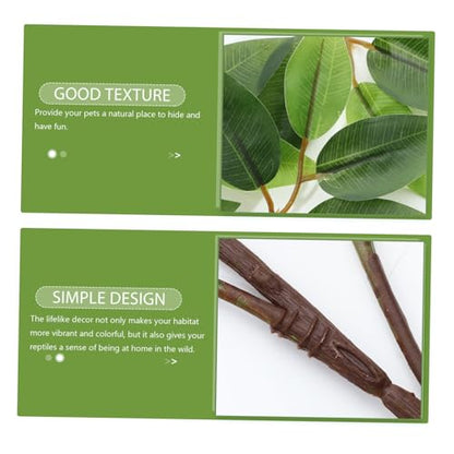 2pcs Reptile Simulation Plant Hanging Rattan Decor for Terrarium Habitat Lifelike Leaves for Lizards Snakes Crabs More Creates Natural Hiding Spots and Vibrant Environment