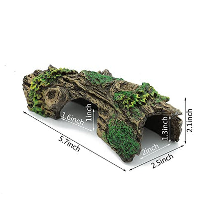 JIH Aquarium Decorations Resin Hollow Tree Trunk Ornament | Bettas House Cave, Wood House Decor for Fish Tank, HS-SP207