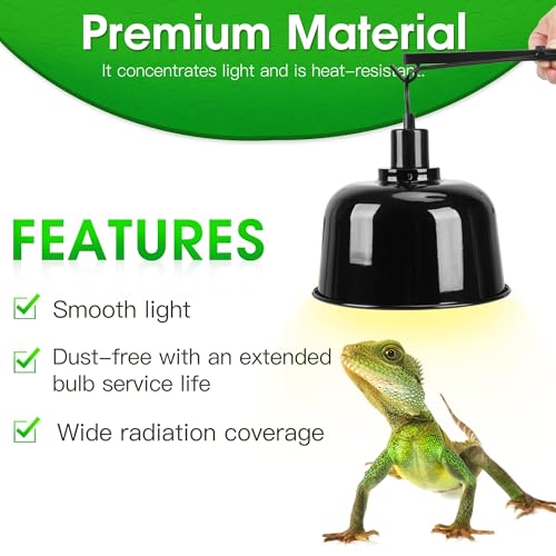 2 Pack Reptile Dome Lamp Cover Light Shade, 8.5 Inch Deep Reptile Dome Light Fixture, Aluminum for Reptile Terrarium with Ceramic Socket and Individual Switch (Bulbs Not Included) - size: 8.5 IN