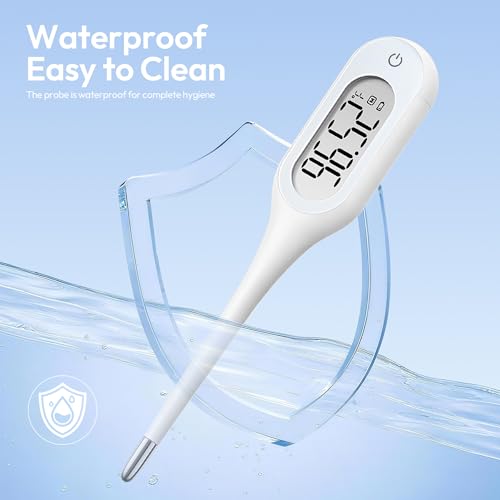 8 Seconds Basal Thermometer for Adult & Kids, Accurate & Safe Thermometer | Fever Alarm and Memory Recall, Oral, Ovulation or Underarm Use