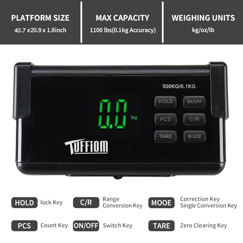 TUFFIOM 1100Lbs x 0.2Lbs Postal Digital Livestock Scale, Electronic Stainless Steel Platform Heavy Duty Vet Animal Scale,Dog Pig Goat Sheep Scale, Silvery - color: Silver