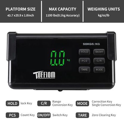 TUFFIOM 1100Lbs x 0.2Lbs Postal Digital Livestock Scale, Electronic Stainless Steel Platform Heavy Duty Vet Animal Scale,Dog Pig Goat Sheep Scale, Silvery - color: Silver